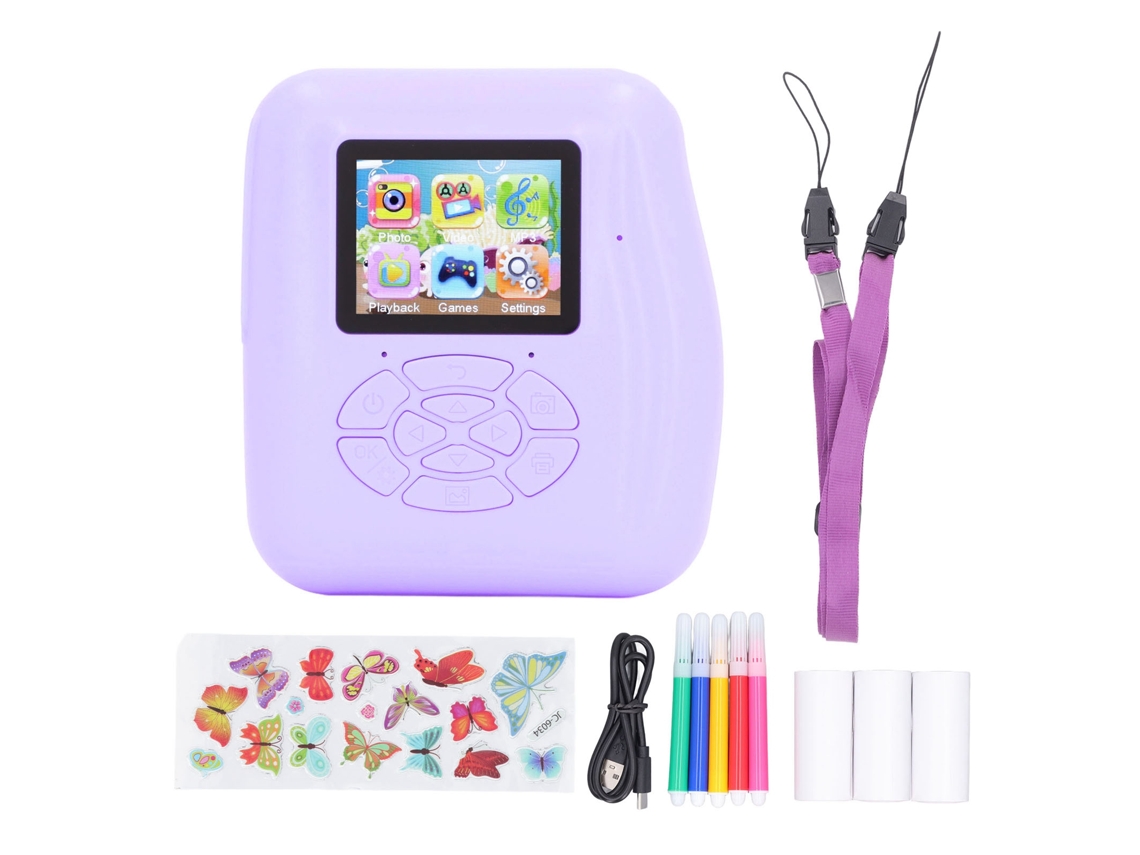 Câmera De Impressão Infantil Cute 2 Polegadas 1080p Hd 12mp Selfie Cartoon Para Crianças 3-12 Anos Violeta