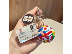 Llavero Acrílico Messi Argentina Copa Mundial, Tarjeta Jugador + Colgante Trofeo + Balón Banderas Selecciones, Recuerdo Coleccionable