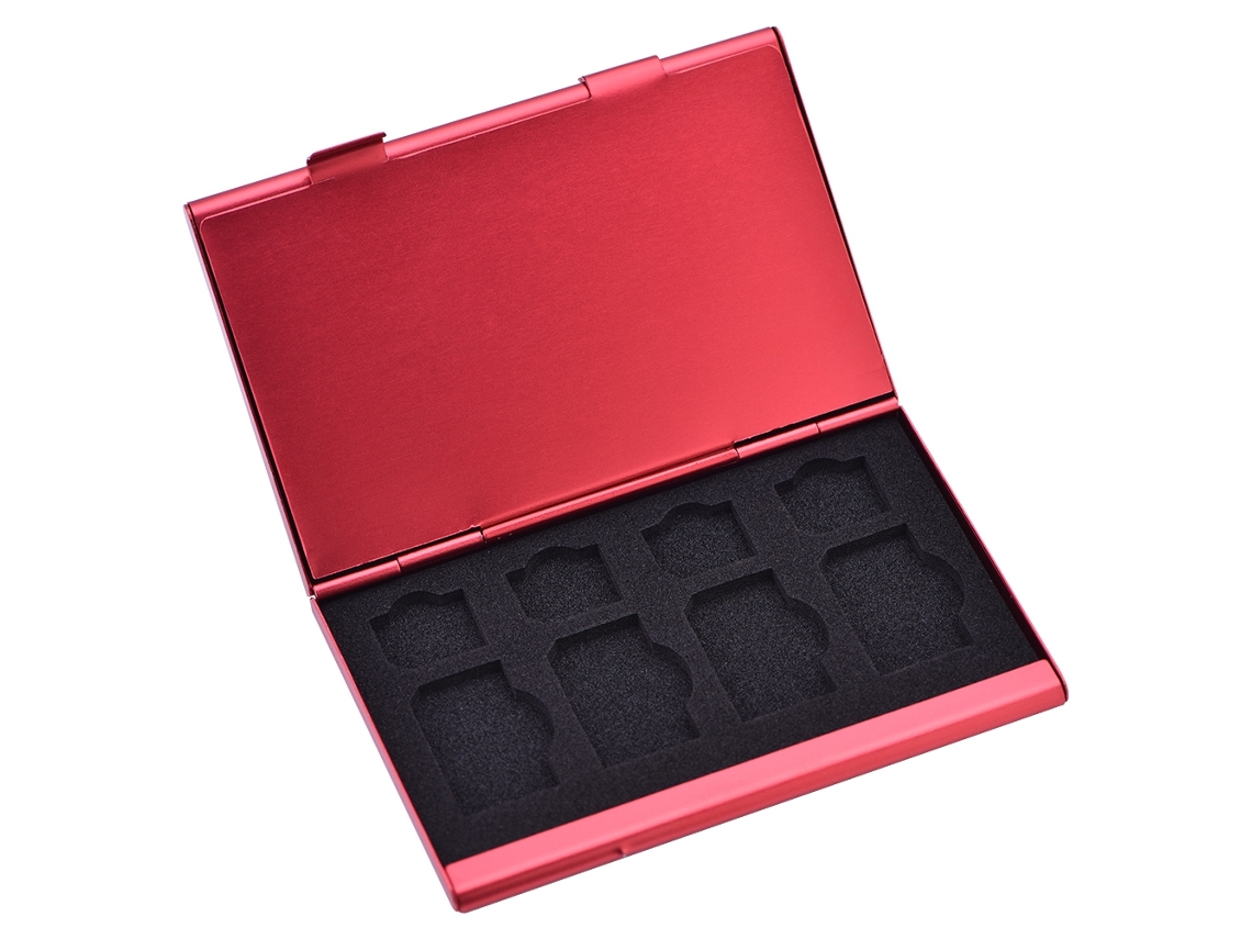 Caja De Almacenamiento De Tarjetas Sim Ligera 15 En 1 Con Protector De Pin Rojo