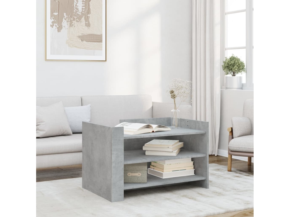 Mesa de centro de 80x50x50 cm, fabricada en derivados de madera, color gris cemento, HARLANV1