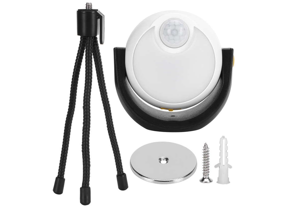 Luz nocturna exterior impermeable 2026 con sensor de movimiento y soporte para trípode, luz LED blanca.
