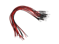2026as-50 Piezas Diodo LED con cable Cabeza redonda Alto brillo 20cm 5mm 12V Luz blanca Brilla en rojo