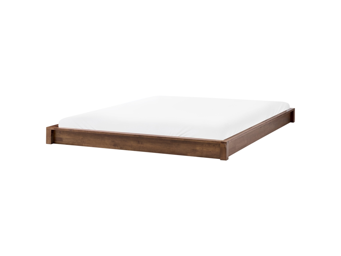 Cama De Casal Beliani Antras De Madeira De Seringueira Castanho 180x200