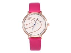 Reloj Analógico De Cuarzo De Moda Para Hombre Y Mujer Pulsera De Cuero Pu Ocio (rojo Rosa)