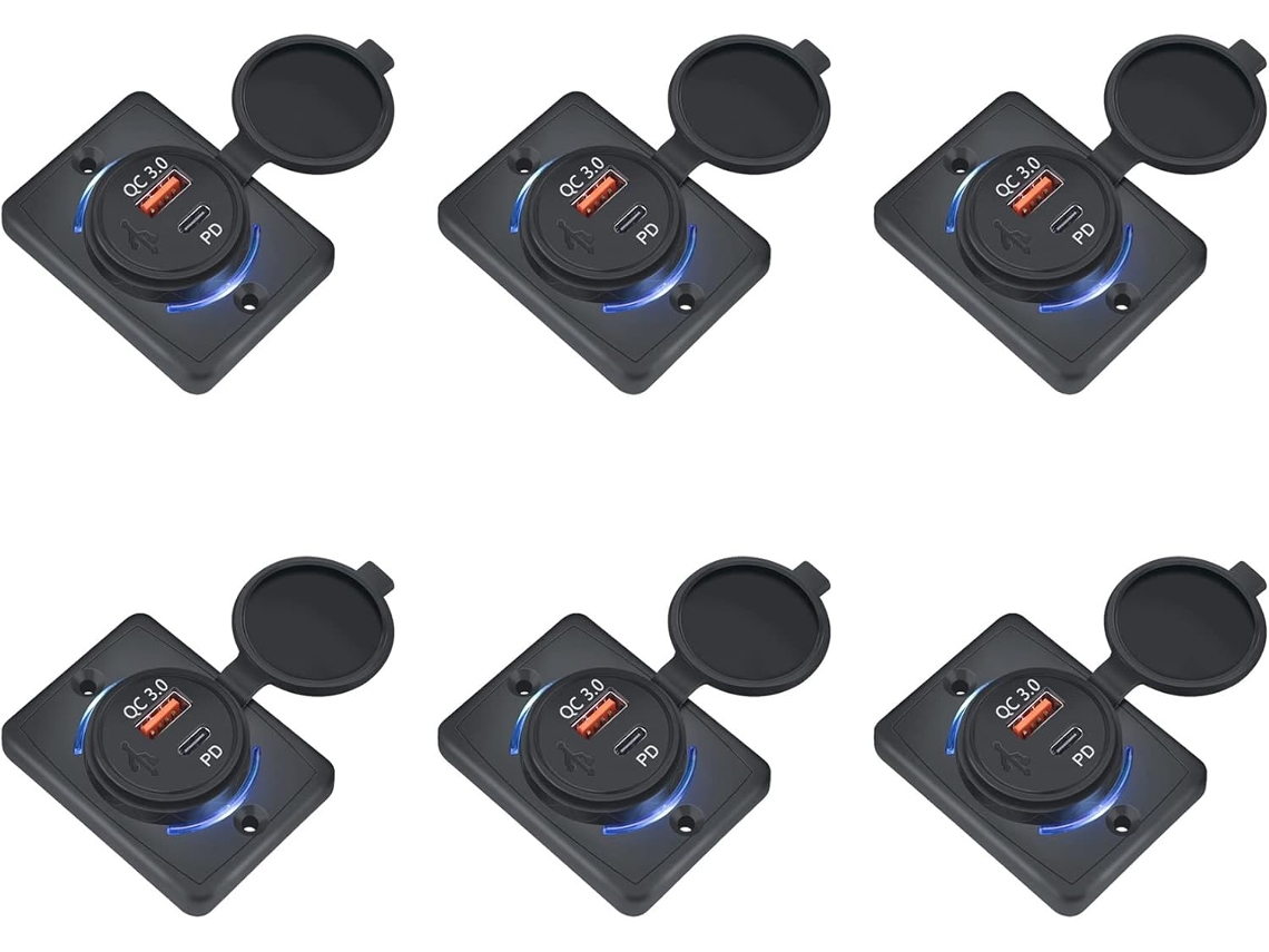 6 Cargadores De Coche De 18 W Con Enchufe Y Carga Usb Qc 3.0... Para Barcos, Embarcaciones, Autocaravanas Y Vehículos Móviles.