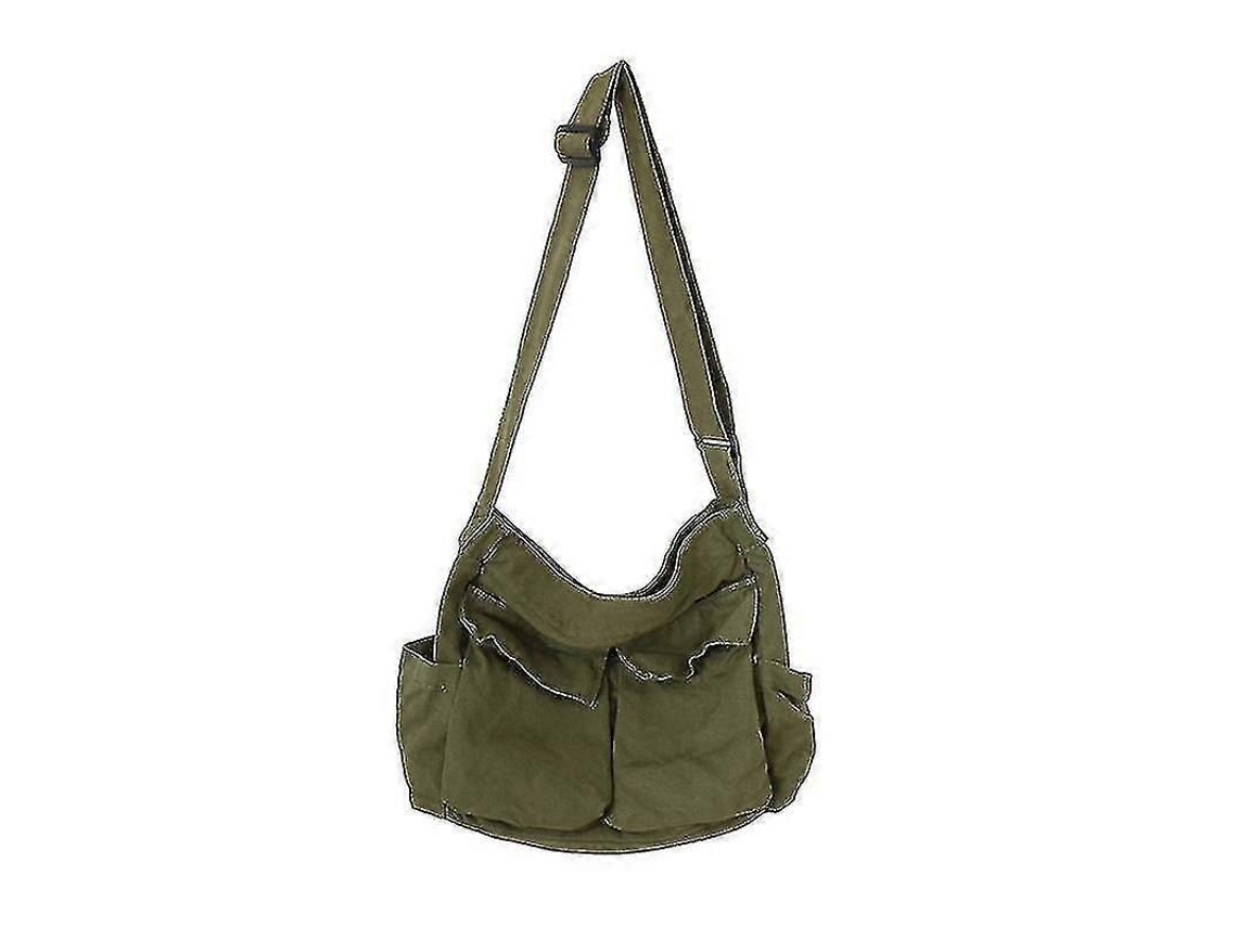 Bolso bandolera de lona, bolso hobo grande, bolso cruzado con múltiples bolsillos, bolso tote de lona para mujer y hombre