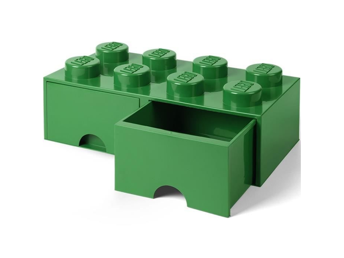 LEGO 40061734 Caja de almacenamiento de ladrillos apilable LEGO 8 pines 2 cajones plástico verde H18 x 25 x 50 cm