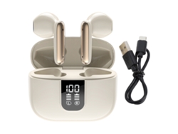 Auriculares Inalámbricos Bluetooth Con Cancelación De Ruido, Resistentes Al Agua Y Estuche De Carga Beige.