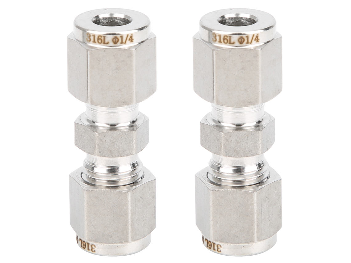 2 Piezas Adaptador De Tubería De Acero Inoxidable 316 Con Compresión De Doble Ferrula Recta Para Tubo (ф1/4)