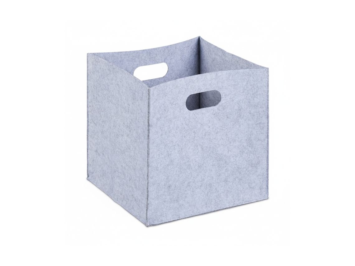 Cesta Cuadrada De Fieltro Relaxdays, 30 X 30 X 30 Cm, Plegable, 2 Asas, Elegante Cesta De Estantería, Gris