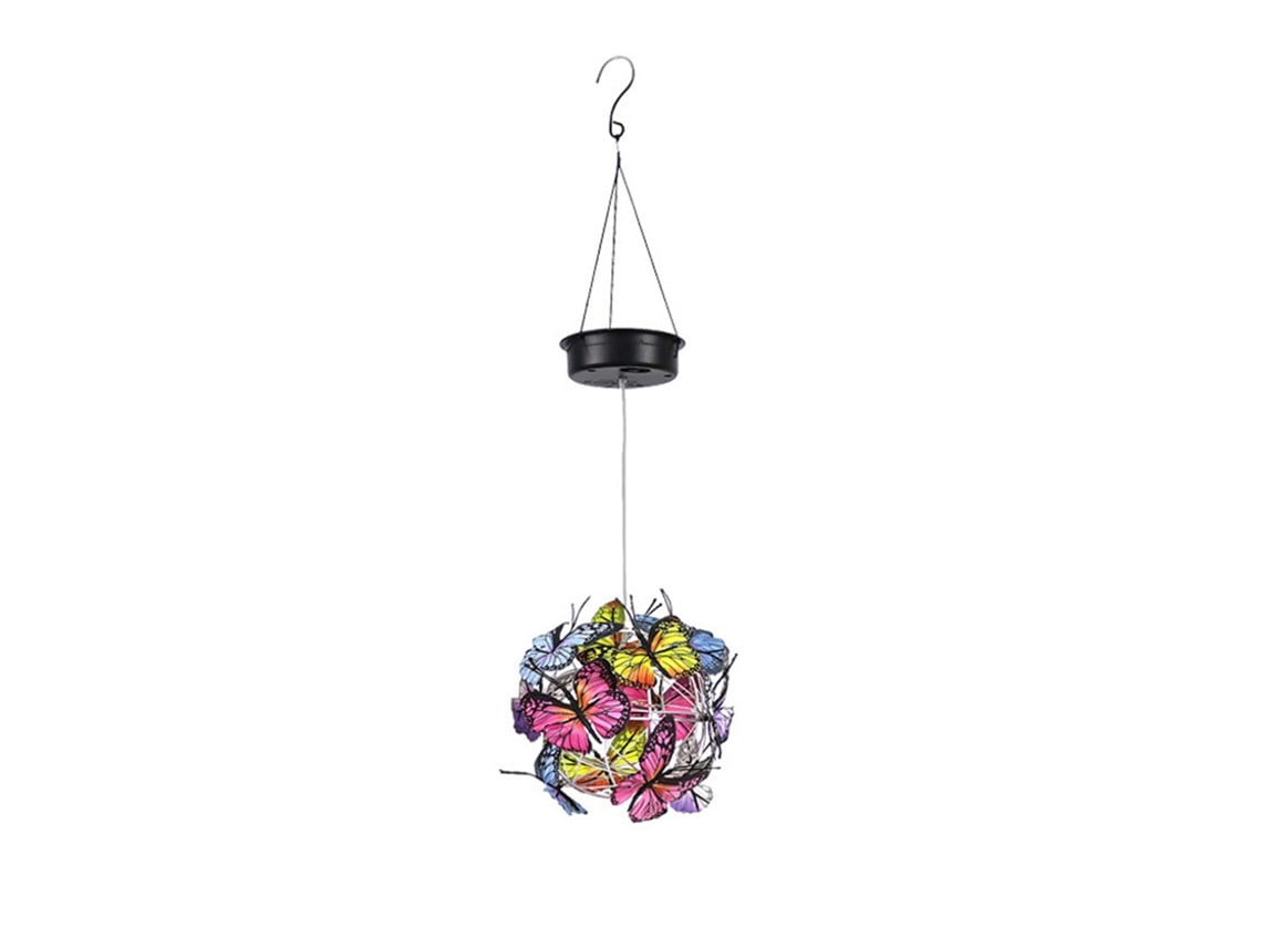 2026-luz Decorativa Solar Para Jardín, Colgante Creativo De Hierro Con Bola Mariposa, Iluminación De Paisaje Al Aire Libre