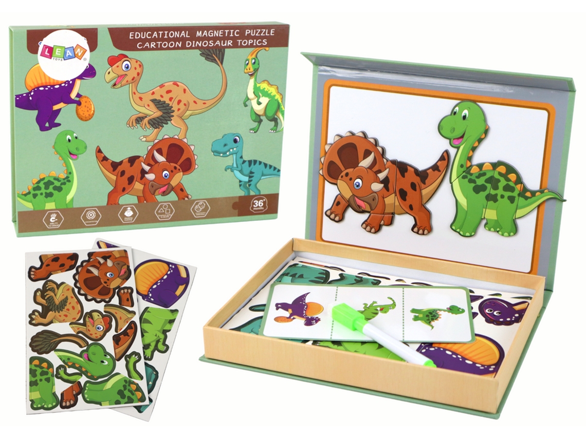 Juego de rompecabezas magnético educativo con temática de dinosaurios B.active