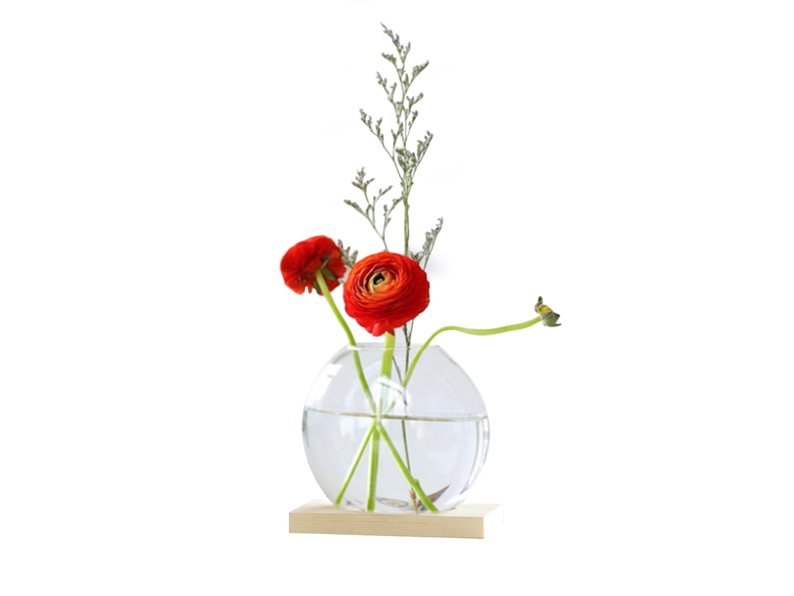 Maceta de vidrio para cultivo hidropónico, madera, estilo nórdico, creativa.
