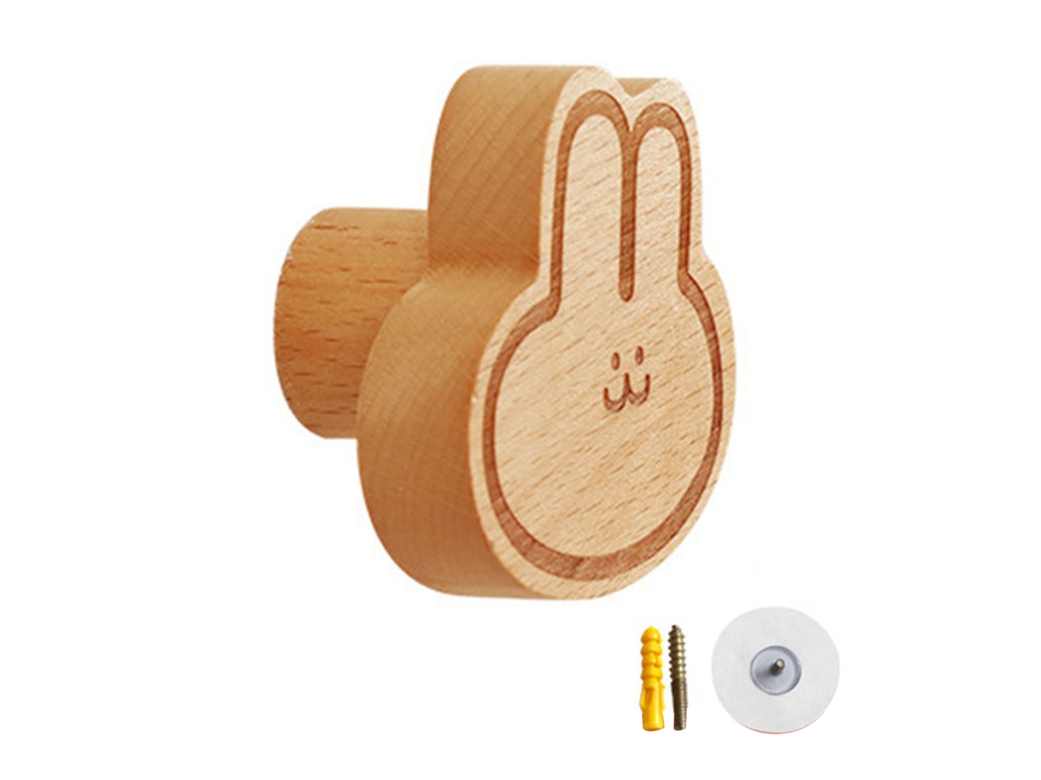Ganchos de madera con un bonito diseño de conejo, resistentes y versátiles para la entrada, el baño y el dormitorio.
