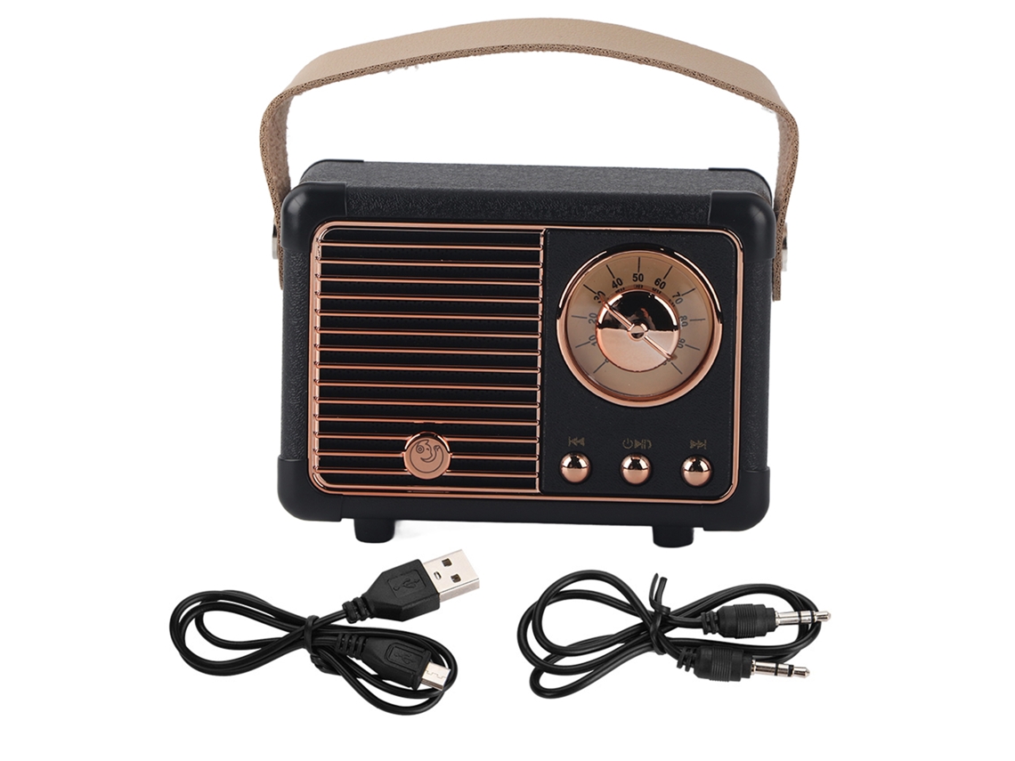 Mini Altavoz Portátil Inalámbrico Bluetooth Retro Con Subwoofer Y Reproductor De Música (negro)