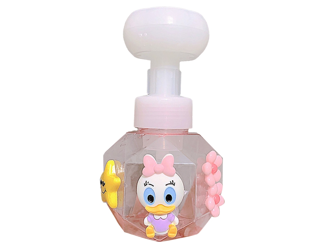 Botella De Plástico Rellenable Con Dosificador Y Boca Ancha Para Jabón, Loción O Champú, Con Diseño De Patito Rosa.