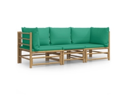 Maison Exclusive - Set De Muebles De Jardín 3 Piezas Bambú Con Cojines Verde