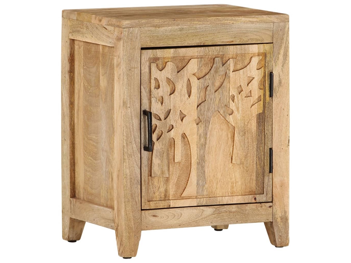 Mesita de Noche 40X30X50 Cm Madera de Mango Maciza