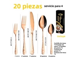 (oro Rosa) Juego De Cubiertos De Acero Inoxidable De 20 Piezas, Que Incluye Cuchillo, Tenedor Y Cuchara.