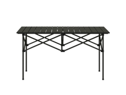 Mesa plegable y enrollable, ligera, ideal para jardines, balcones y camping. 95 x 55 cm, color negro.