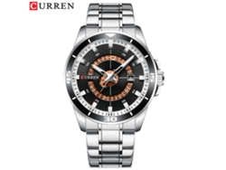 Reloj de cuarzo para hombre con calendario, redondo, en blanco y negro, con un diseño minimalista.