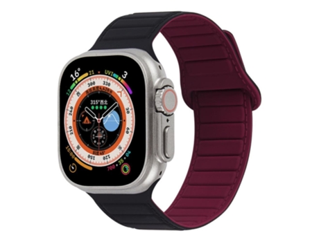 Correa de reloj inteligente para Apple Watch Ultra 49 mm Loop magnético de silicona (rojo vino negro)