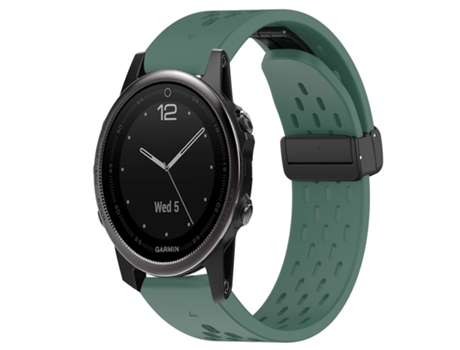 Correa de reloj inteligente para Garmin Fenix 5S Plus Correa de reloj de silicona de 20 mm con hebilla plegable (verde oscuro)