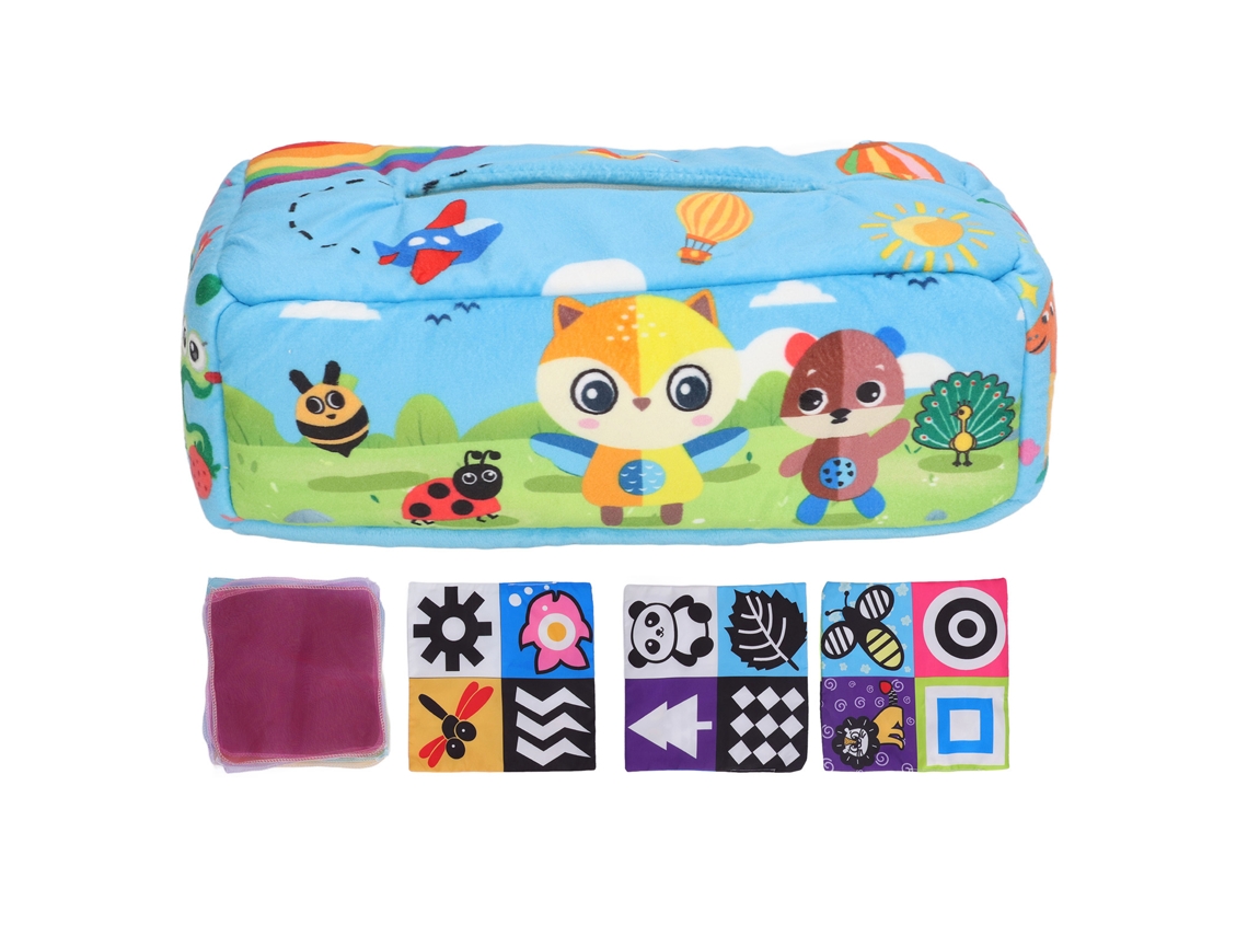 Caja De Juguete De Peluche Suave Para Bebé Con Toallitas Húmedas Y Sonido Crujiente