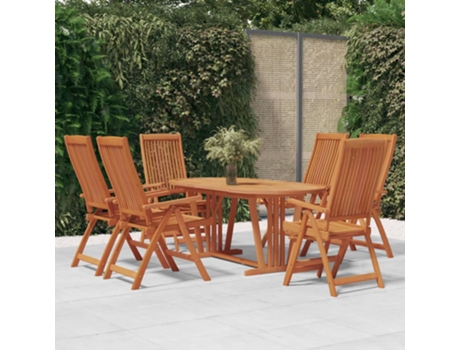 Conjunto 7 de comedor para jardín VIDAXL madera maciza de eucalipto