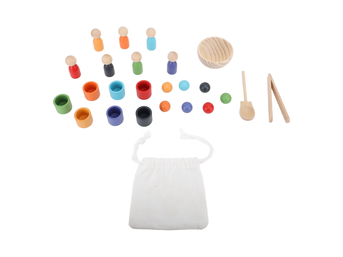 Juguete Educativo De Madera Para Clasificar Con 7 Bolas Y 7 Vasos, Tipo 2