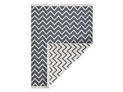 Alfombra Twin 23002 Zigzag, Algodón, Doble Cara, Flecos Ecológicos - Antracita / Crema (100 x 200 cm)