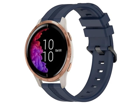 Correa Para Garmin Venu 20mm Pulsera Cóncava De Silicona A Rayas Azul Marino VENISYMLIS