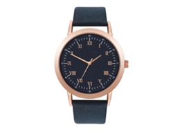 Reloj De Pulsera De Cuarzo Para Hombre Y Mujer, Correa De Piel Sintética, Estilo Sencillo, Azul Marino.
