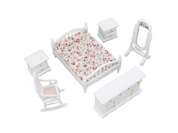 Conjunto De Móveis De Quarto De Boneca Em Madeira 1:12 Miniatura Diy Acessórios Exquisitos 6 Peças