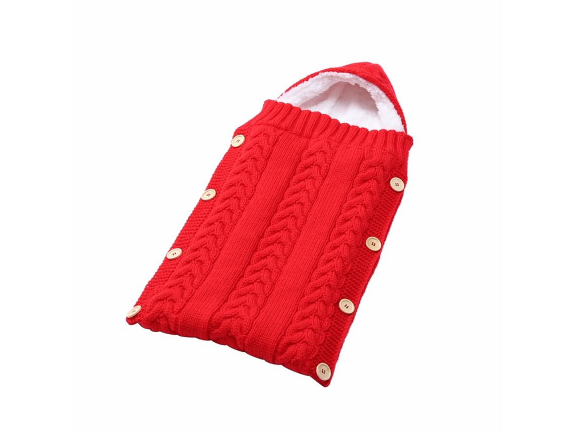 Bolsa térmica para cochecito Chrui Manta de punto para recién nacido (roja)