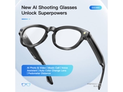 Gafas de tiro inteligentes GS380 negras con Bluetooth 5.4, IA, soporte de control de voz y gestos, traducción y navegación.