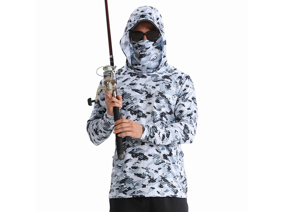 Camisa de manga larga para hombre Yuysan con protección solar y mascarilla, ideal para la pesca, de secado rápido y con protección UV.