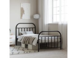 Estructura Cama Sin Colchón Con Estribo Metal Negro 107x203 Cm