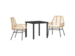 Maison Exclusive - Conjunto De Comedor De Jardín 3 Pcs Marrón Ratán Sintético