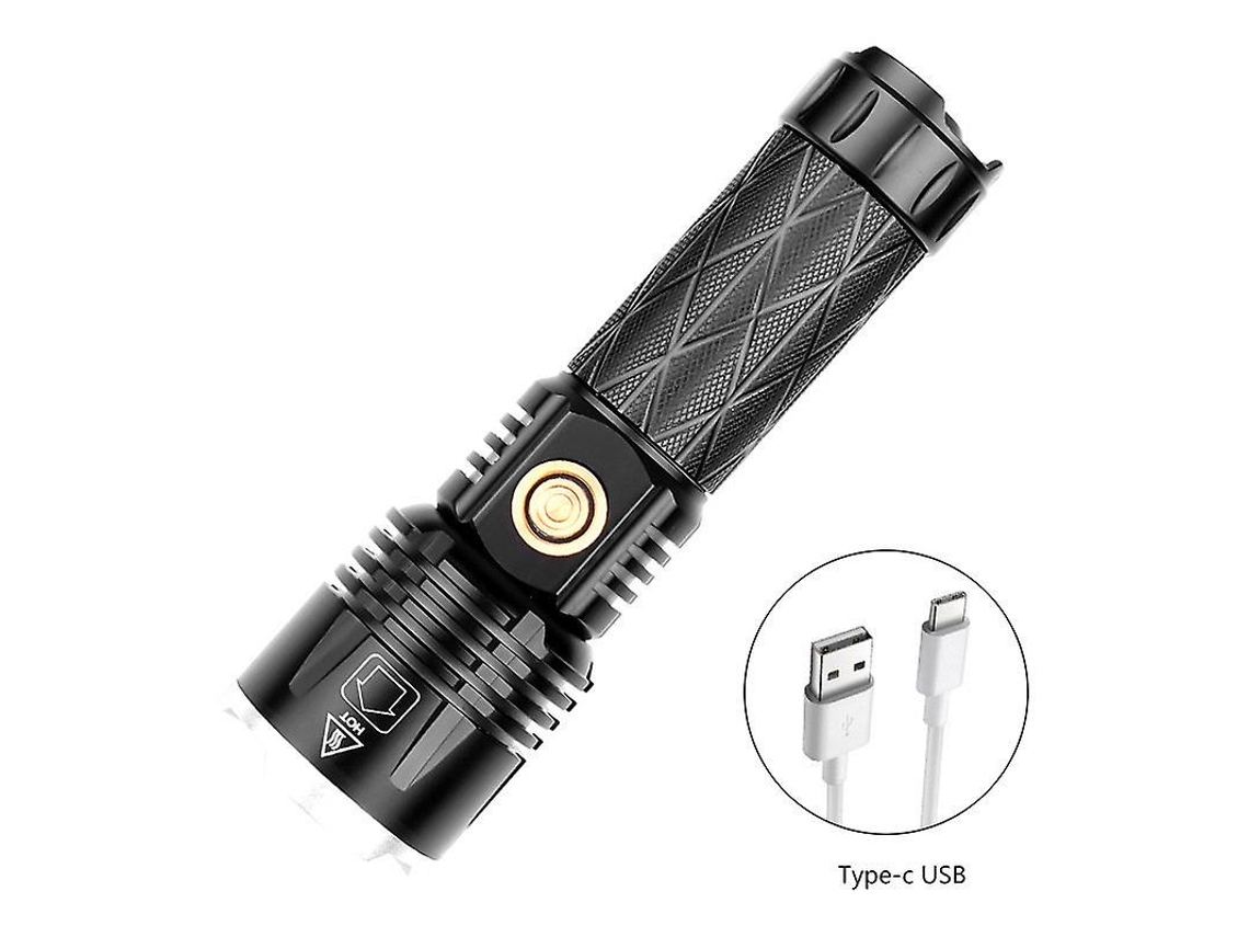 Linterna LED XHP90 de 9000 lúmenes, recargable, 5 modos, IPX8, para camping, color negro, Yizhood