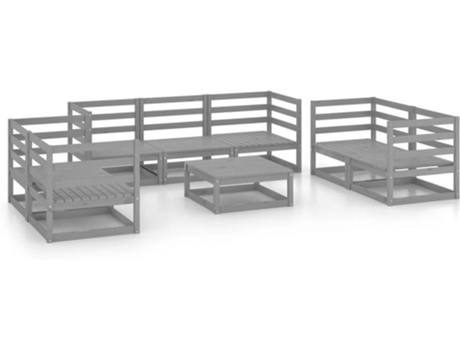 Conjunto 8 de muebles de jardín VIDAXL gris madera maciza de pino
