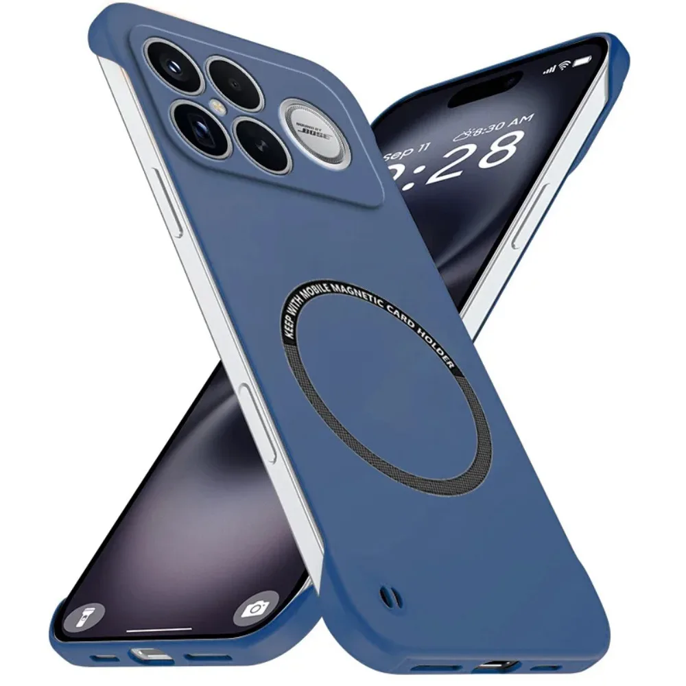 (azul, Poco F8 Pro) Funda Magnética Ultrafina Sin Biseles Para Teléfonos Xiaomi, Resistente A Caídas, Con Carga Inalámbrica.