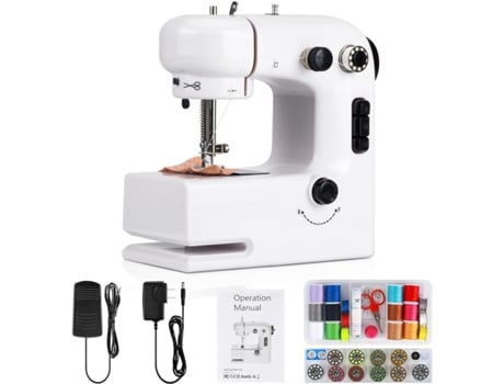 Máquina de Coser Mini con Juego de Accesorios de Costura, Ligera, Pedal, Dos Modos de Costura, Adecuada para Uso Doméstico (Blanca) CHRONUS
