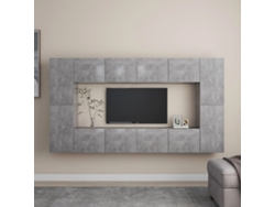 8 Pzs Pack de Muebles de Armario Tv Contrachapado Gris Cemento
