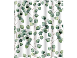 Cortina de ducha 183x183 cm Estampado floral Verde eucalipto Resistente al moho Lavable a máquina con 12 ganchos Poliéster MDUG