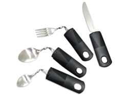 Juego de cubiertos con mango flexible y de fácil agarre: una ayuda para las comidas para personas mayores, personas con discapacidad y personas con discapacidad.