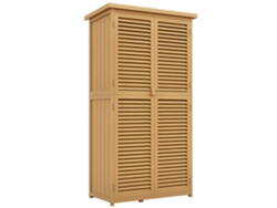 Cómoda de jardín impermeable, 2 puertas con cerradura, madera de pino, 87 cm de ancho x 46,5 cm de profundidad x 160 cm de alto, amarillo claro.