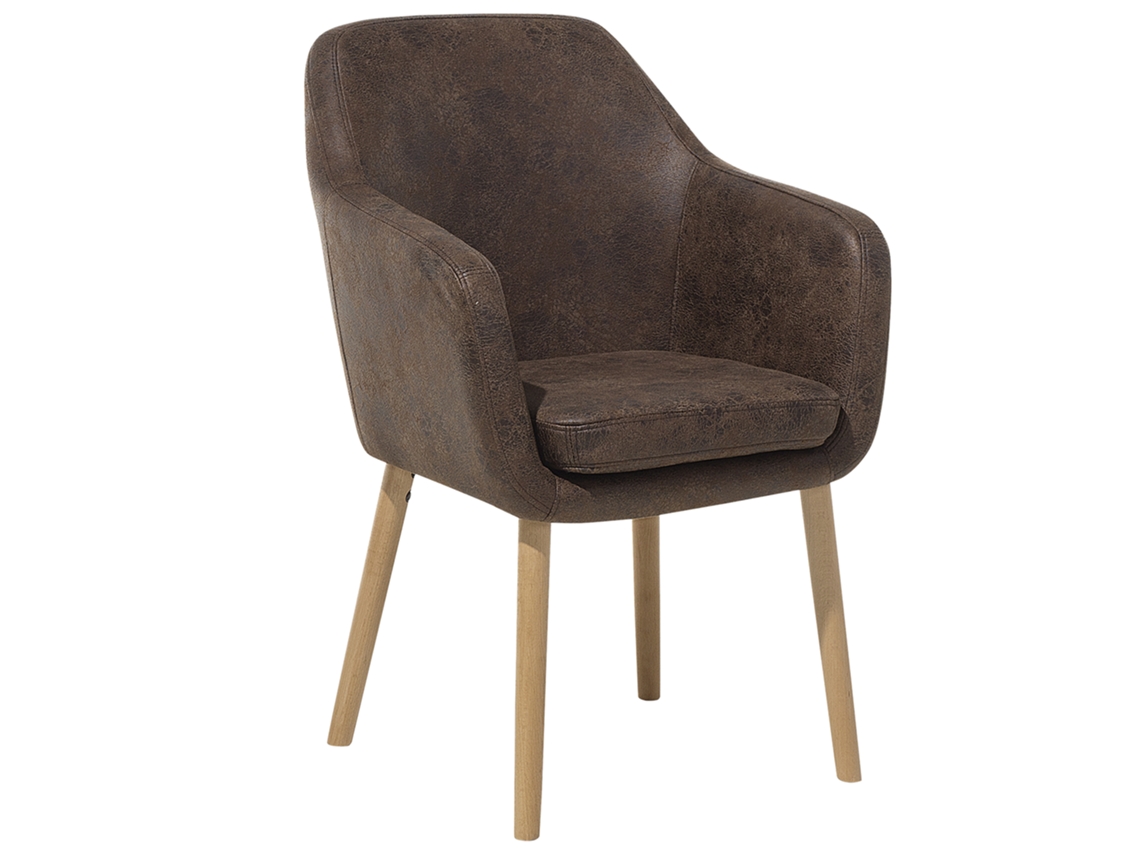 Cadeira Tipo Poltrona Elegante E Vintage Beliani Yorkville De Pele Sintética Castanho 56x46x82