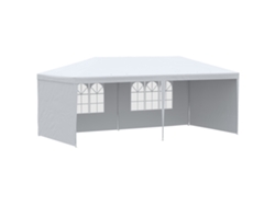 Carpa de jardín con ventanas y paneles laterales desmontables, 6x3 m, blanca