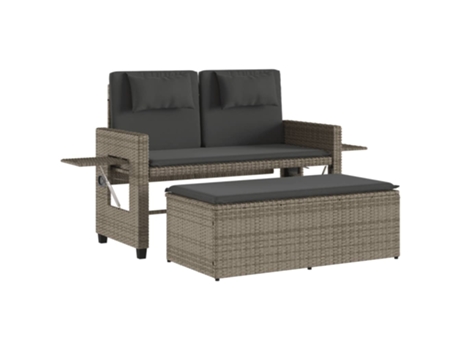 Sillón reclinable de jardín VIDAXL con cojines ratán sintético gris